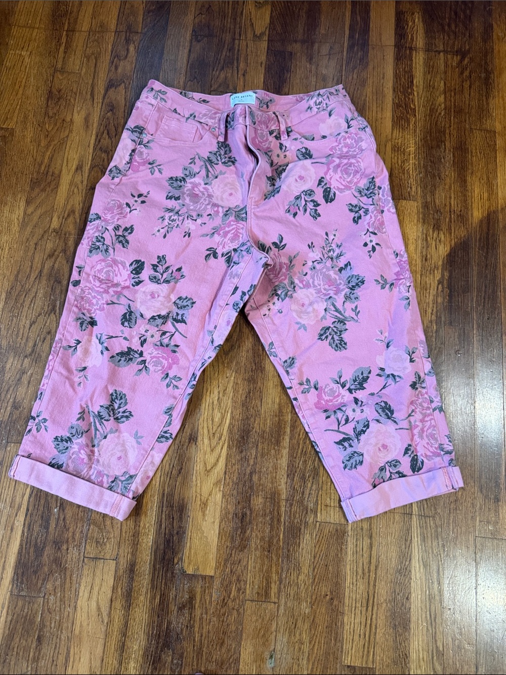 Lane Bryant Pink Floral Cropped Jeans